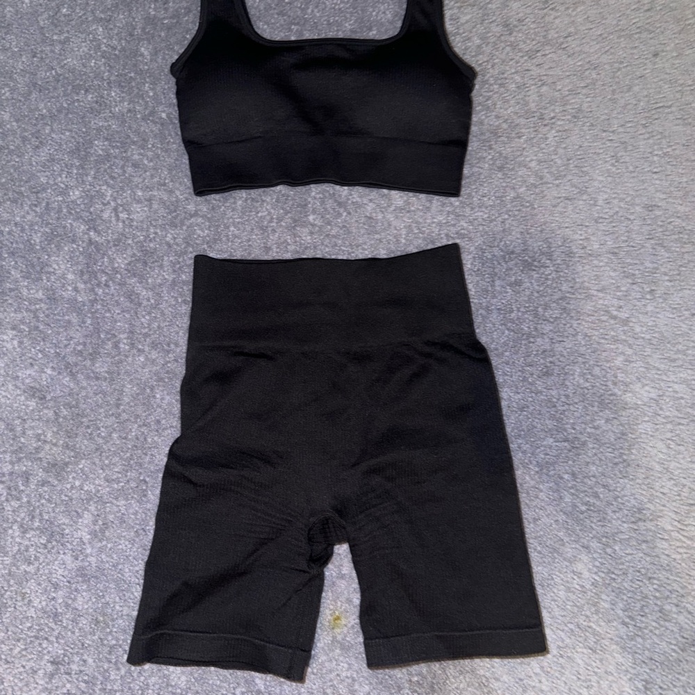 Black Sports Bra and Shorts Set